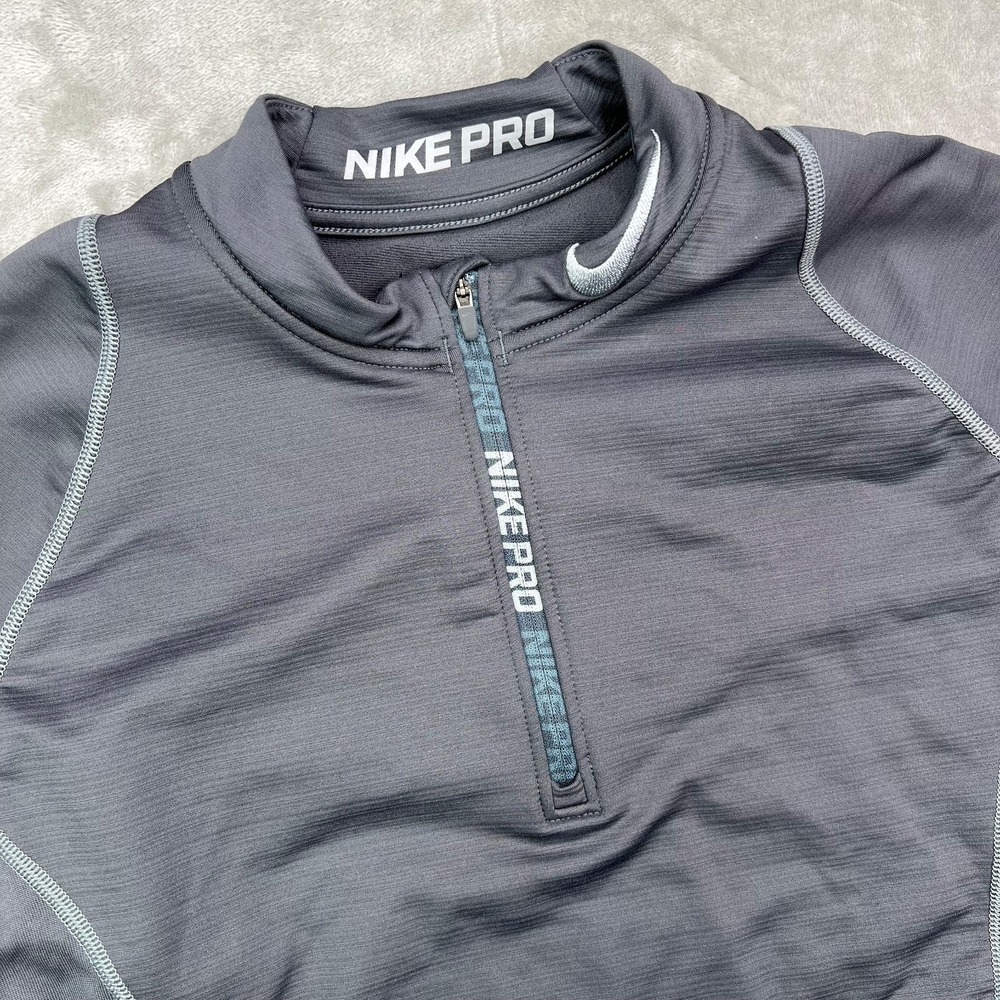 Nike Pro Hyperwarm Pullover Mens Large Gray Quart… - image 4